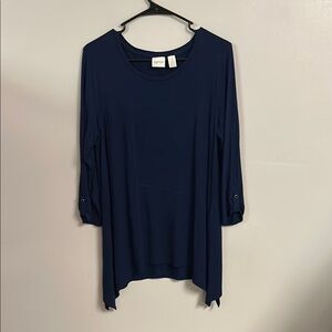 Chico's Blue Tunic with Long Sleeves and Asymmetrical Hem